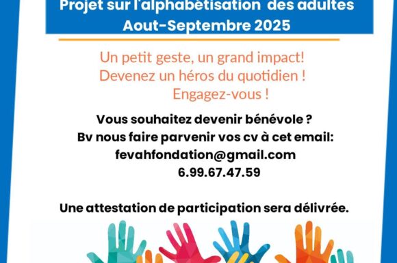 Projet d’alphabétisation des adultes : devenez bénévole en août-septembre 2025 !
